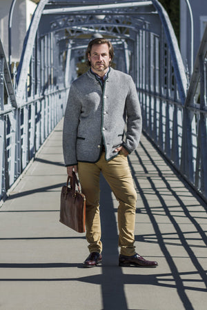 Clemens - Men's Austrian Boiled Wool Trachten Jacket in Gray