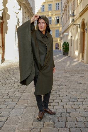 Unisex / Green Loden Cape