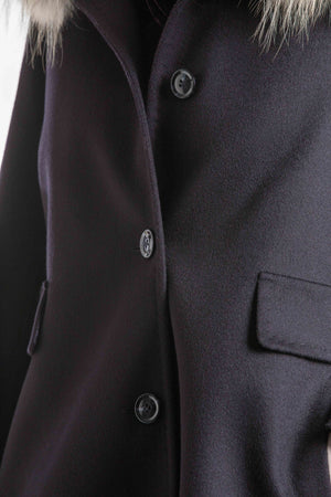 detail shot of horn buttons of a Robert W. Stolz Austrian Loden Wool Coat