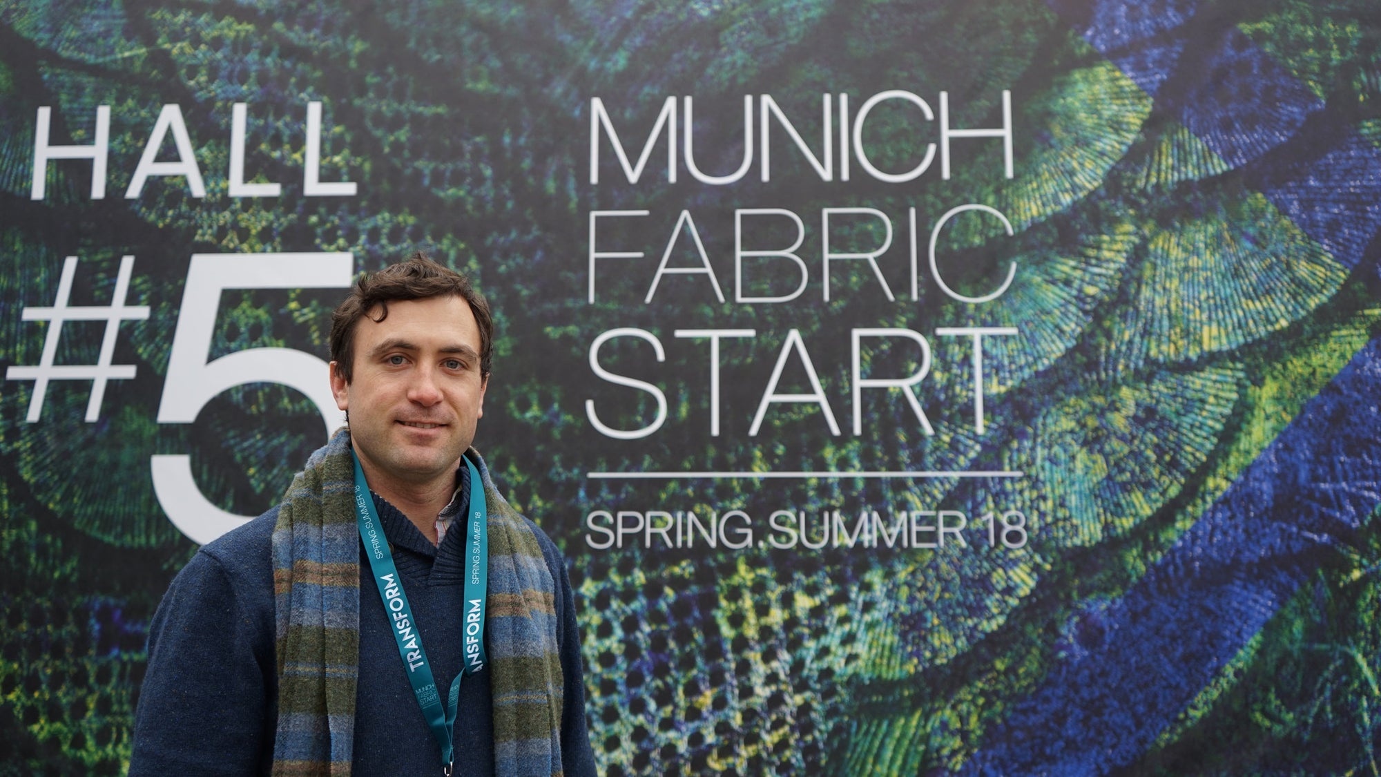 Robert W. Stolz pictured at the Munich Fabric Start on February 1st, 2017 in Munich, Germany standing in front of the Munich Fabric Start display