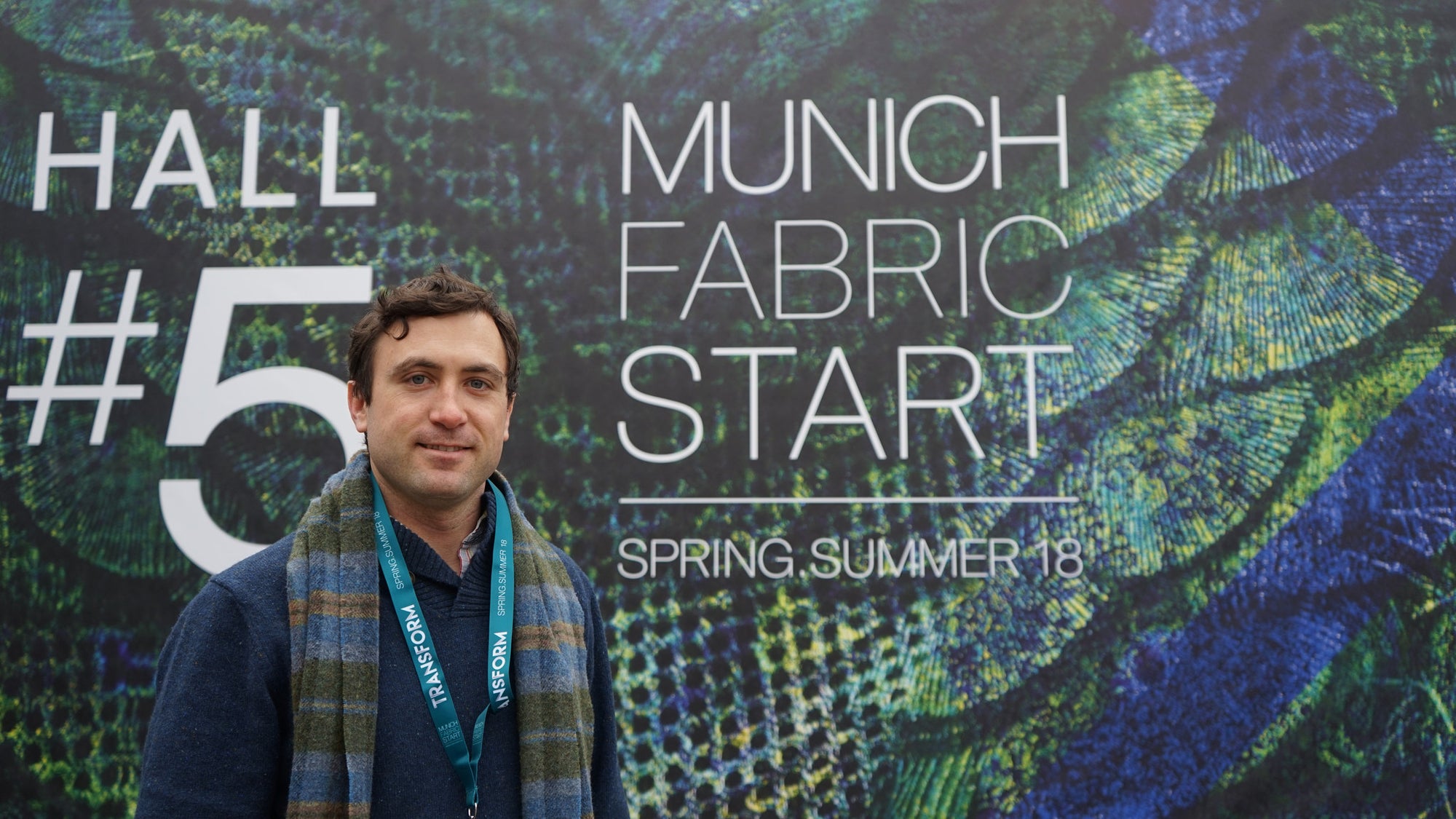 Robert W. Stolz pictured at the Munich Fabric Start on February 1st, 2017 in Munich, Germany standing in front of the Munich Fabric Start display