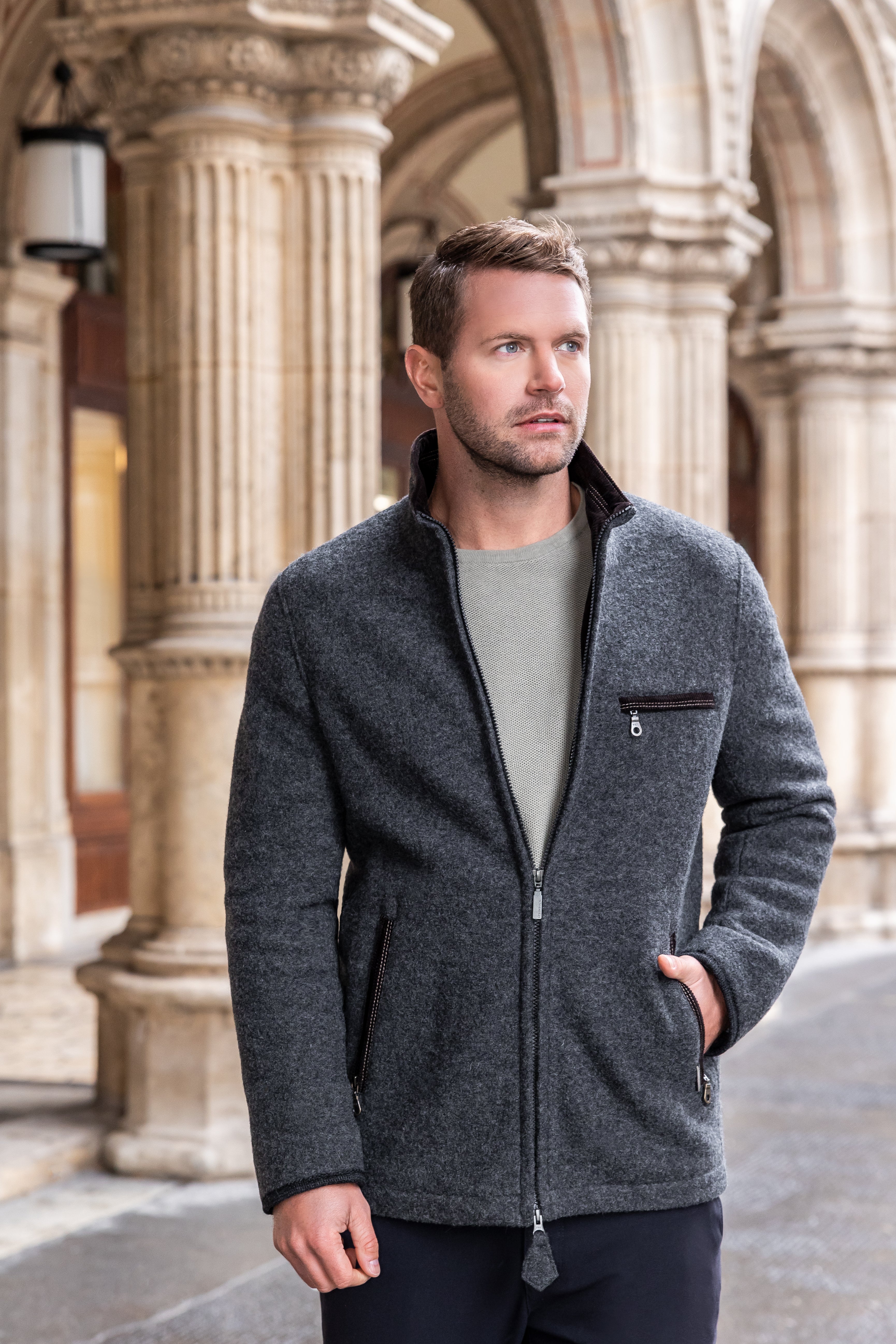 Felix - Zippered Pure Wool 'Walk' Jacket - Robert W. Stolz
