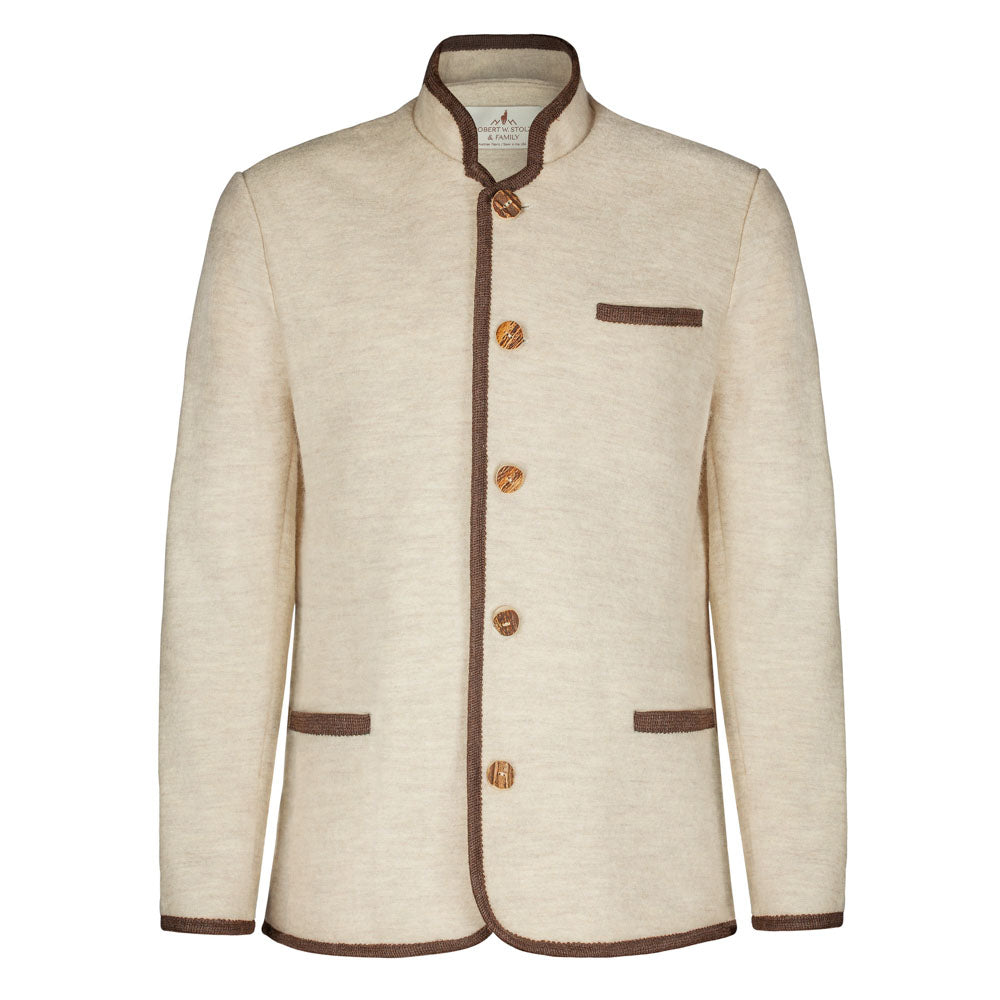 mens boiled wool jacket with horn buttons