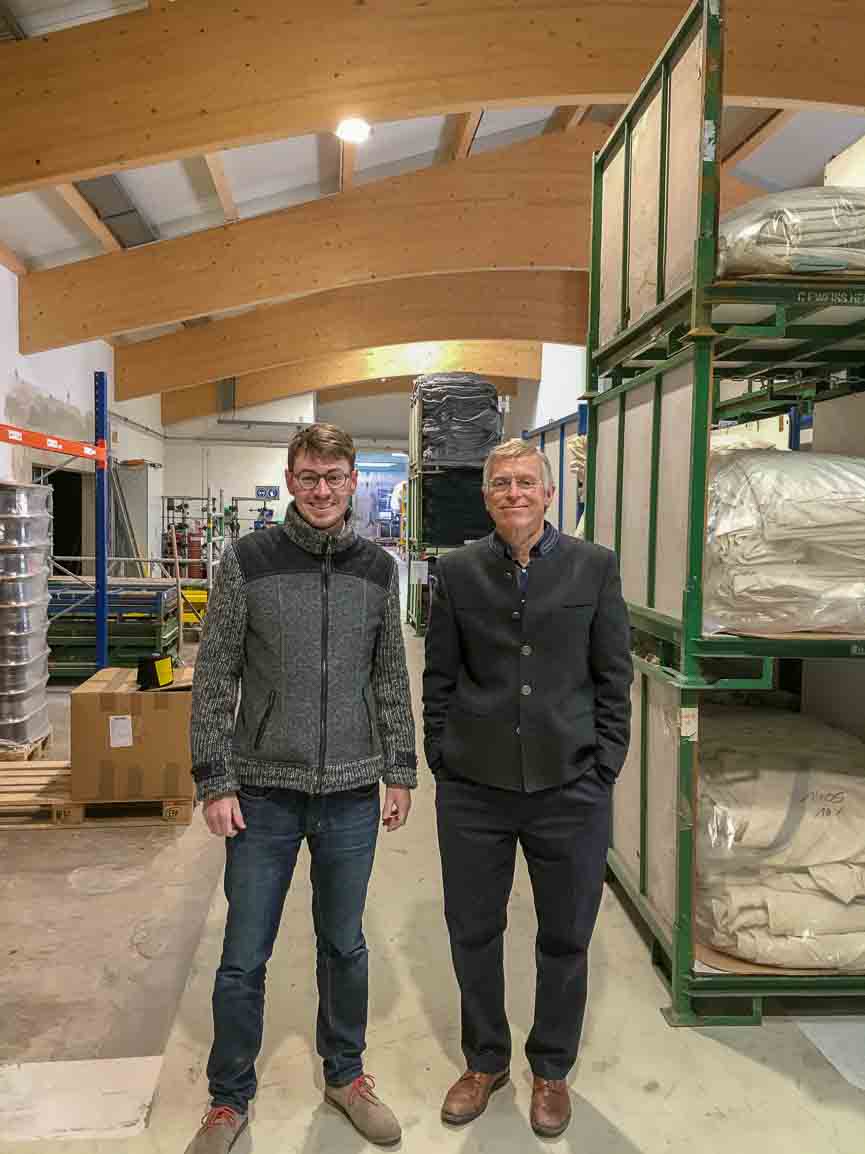 Maximilian Mehler with Richard Stolz in the Mehler Mill in Germany