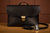 LEATONE "Retrato" leather briefcase in black