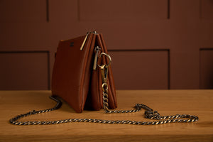 Leatone Women's clutch bag "Claire" in whiskey color