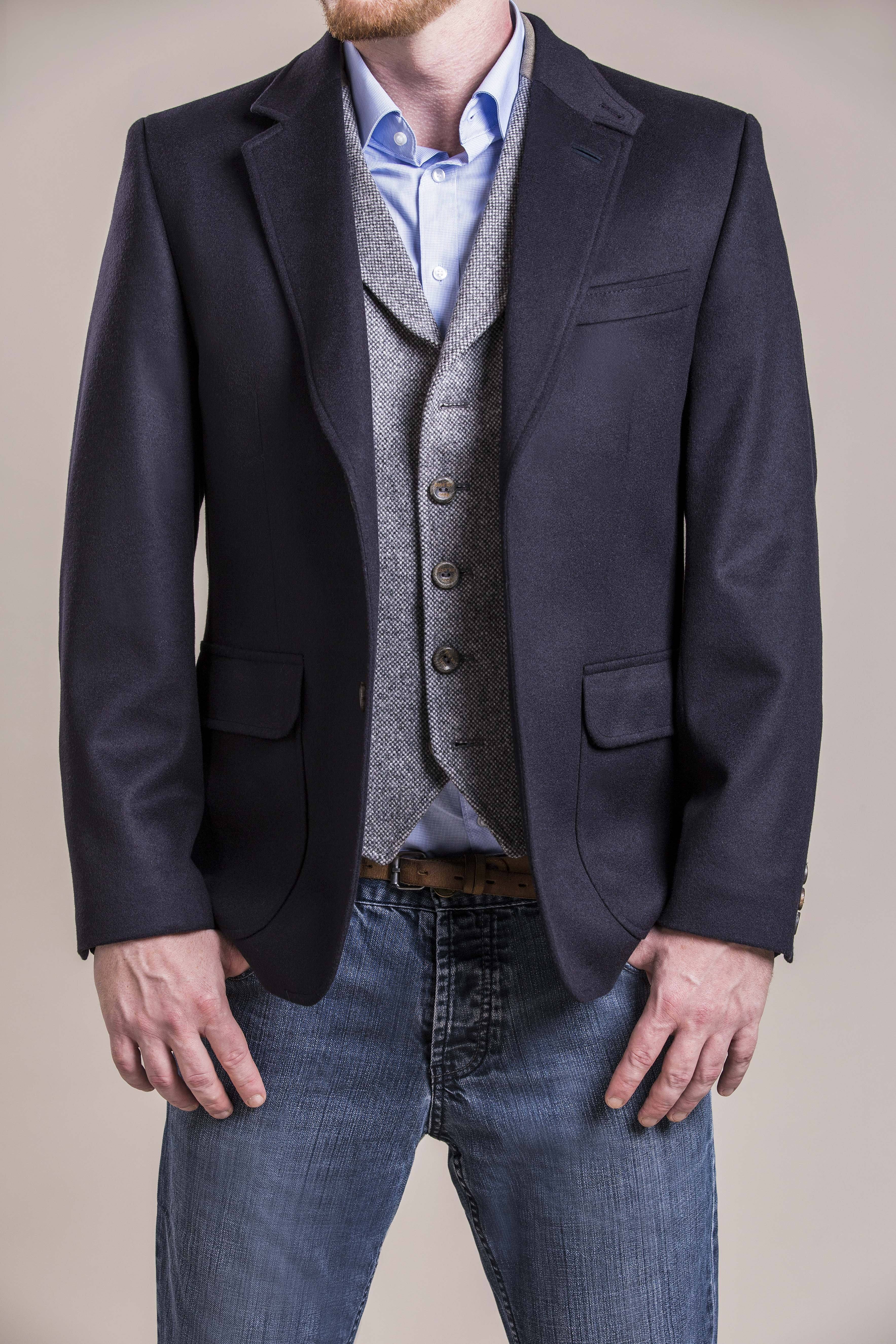 Herringbone Tweed Blazer British Wool Blend Sport India