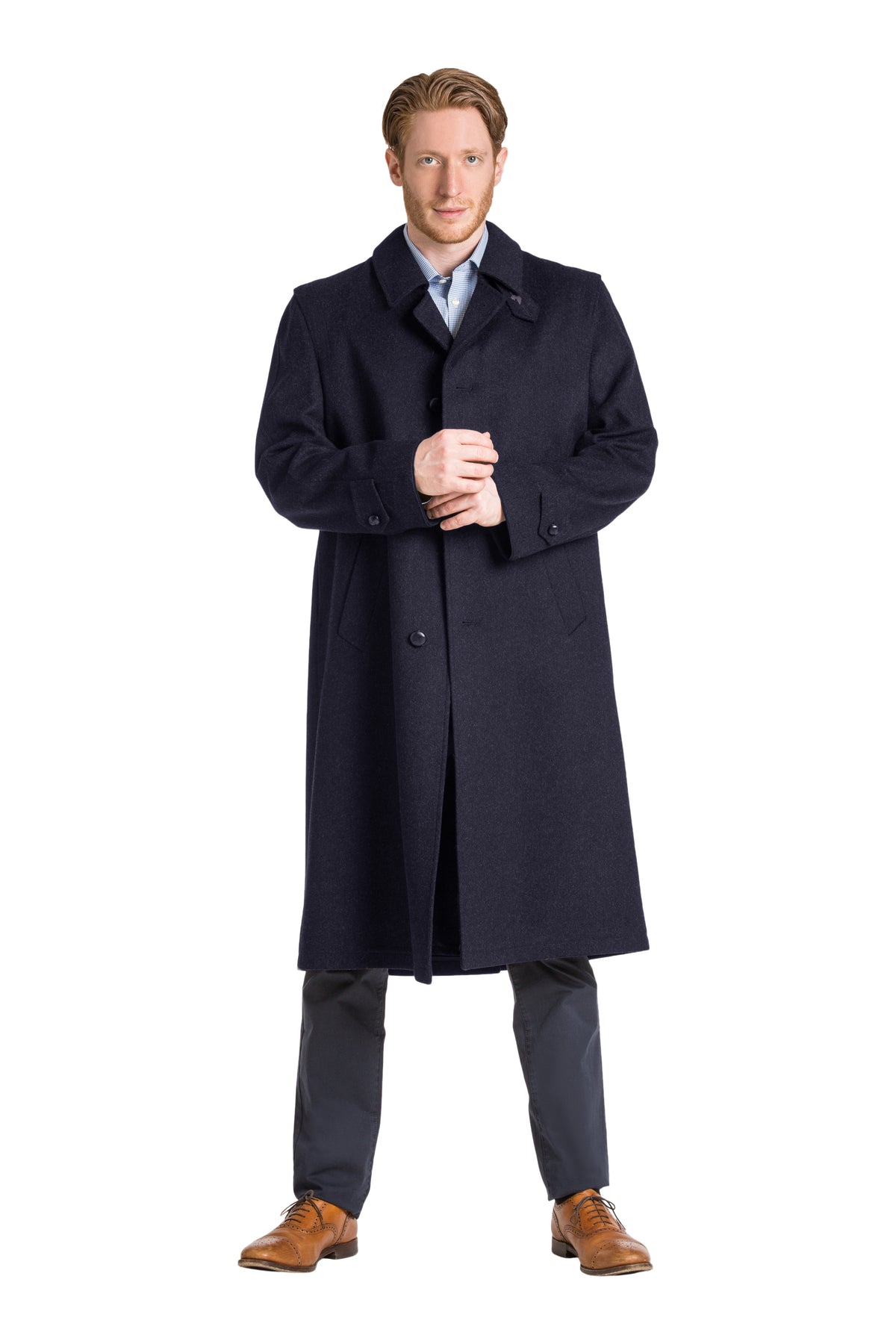 Sud Tiroler - Men&#39;s Loden Overcoat in Navy Blue with zip out lining