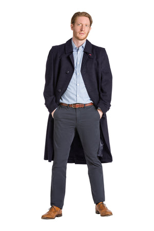 Sud Tiroler - Men's Loden Overcoat in Navy Blue with zip out lining