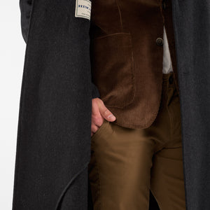 Richard - 100% Cashmere Men's Full Length Charcoal Loden Overcoat