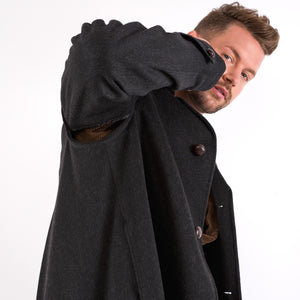 Richard - 100% Cashmere Men's Full Length Charcoal Loden Overcoat