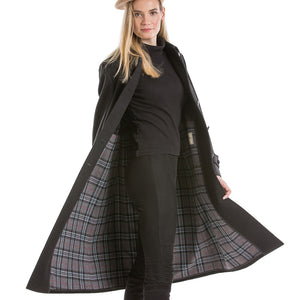 Silvia - Women's Traditional Loden Wool Coat in Charcoal