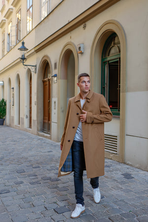 Sud Tiroler - Men's Loden Overcoat in Camel with zip out lining
