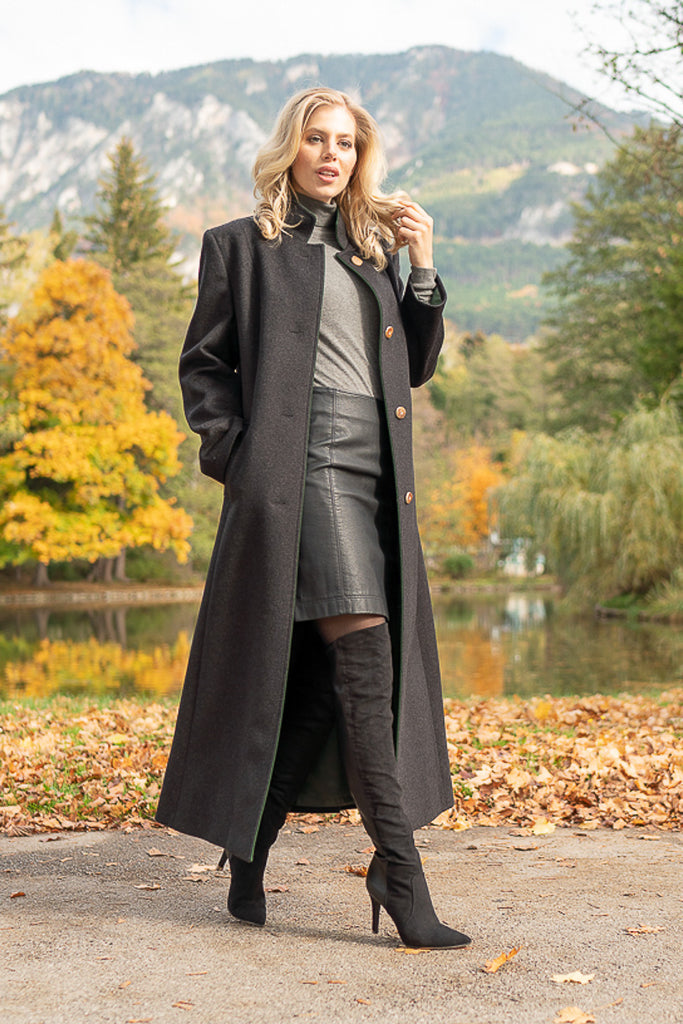 Long Wool Coat Womenlong Cashmere Coatwomen Wool Coatblack -  Sweden