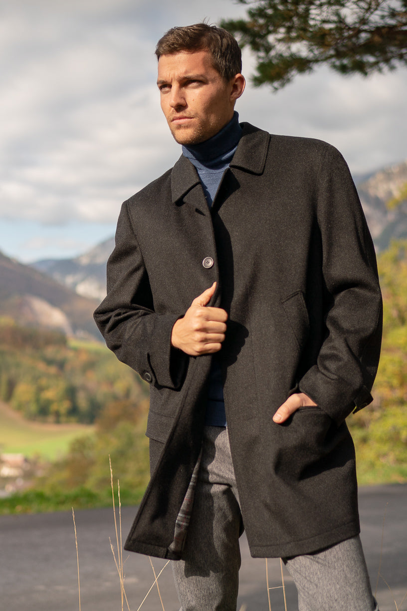 Joseph - Men's Black Himalaya Loden Wool Car Coat XXS - 34R Joseph - Men's Black Himalaya Loden Wool Car Coat XXS - 34R