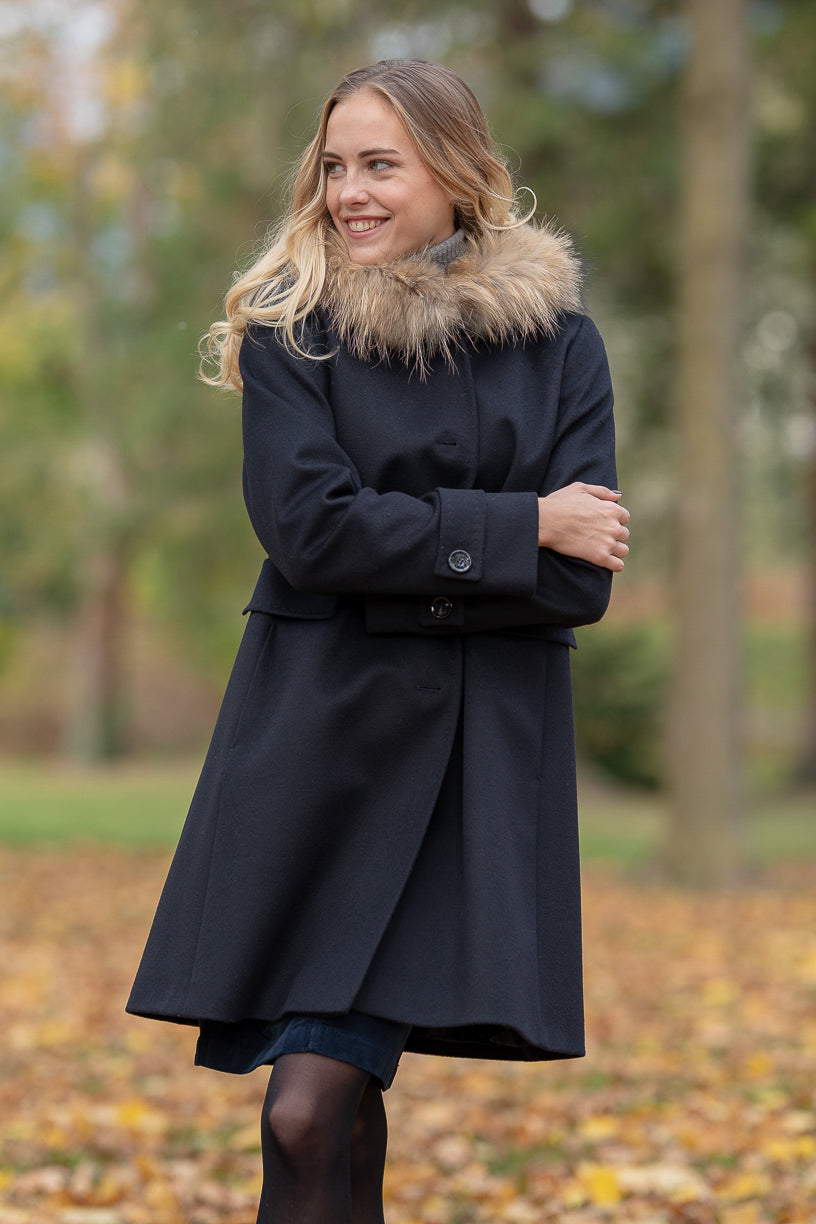 Lascona - Womens Black Loden Wool Coat