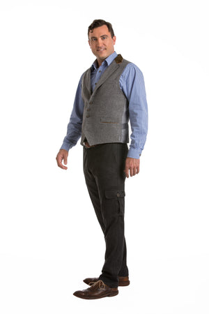 Spencer - Men's Trachten Loden Vest with Suede Collar