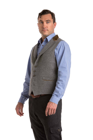 Spencer - Men's Trachten Loden Vest with Suede Collar