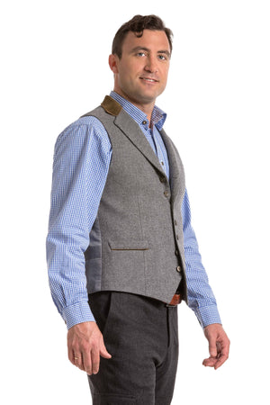 Spencer - Men's Trachten Loden Vest with Suede Collar