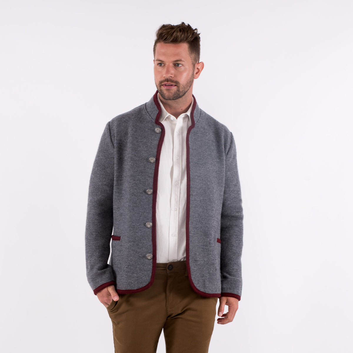 Clemens - Men&#39;s Austrian Boiled Wool Trachten Jacket in Gray