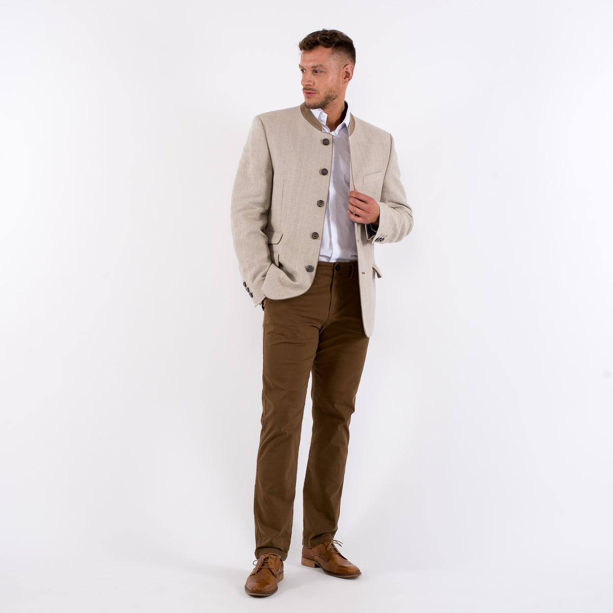 Edward - Classic Austrian Jacket in Beige Linen