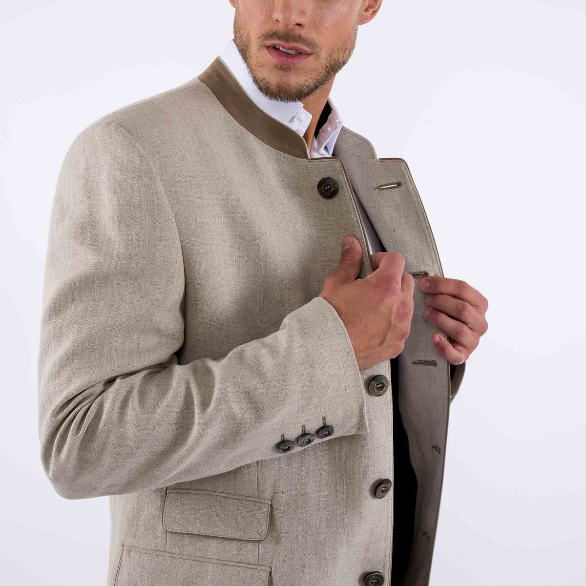 Edward - Classic Austrian Jacket in Beige Linen