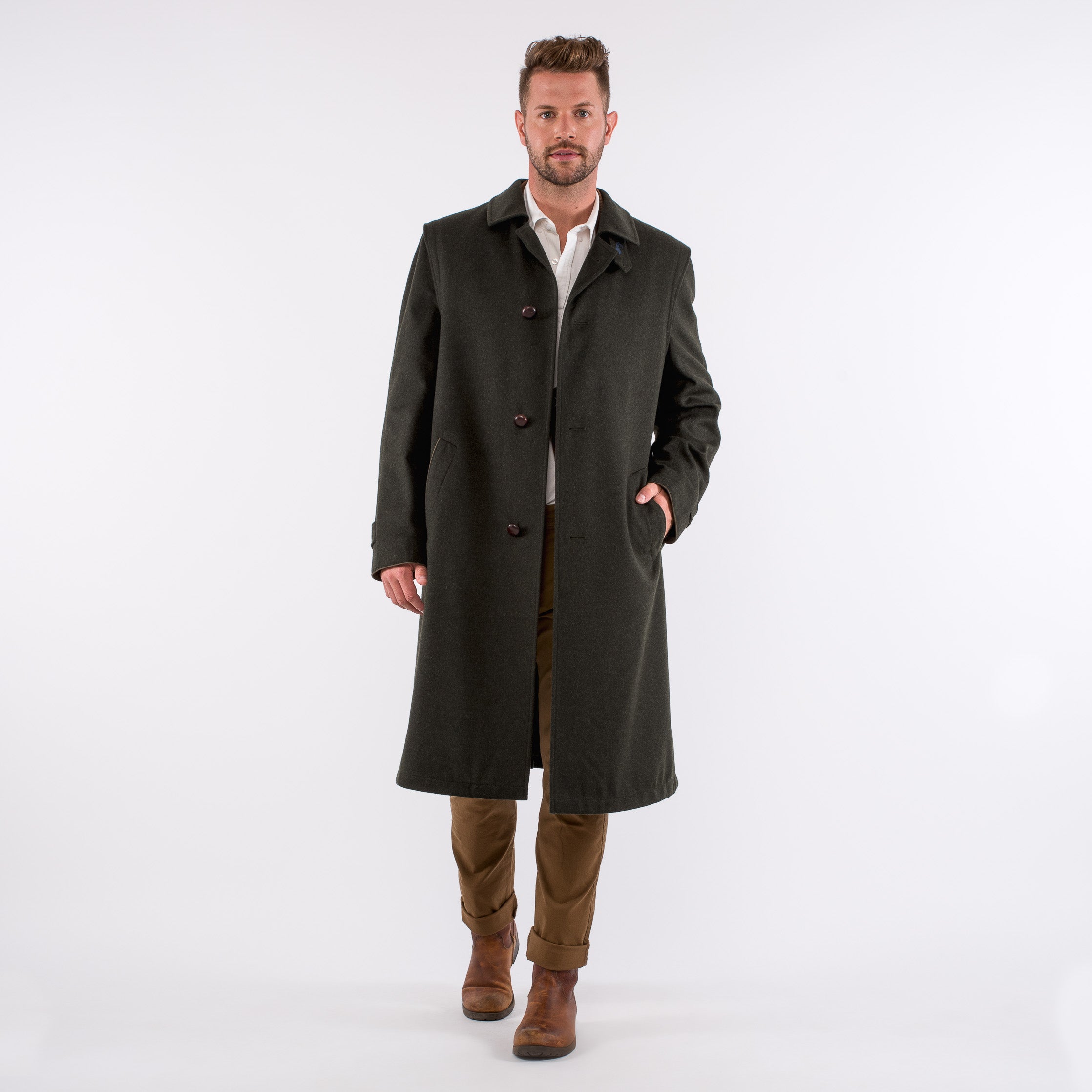 Tirol Traditional Austrian Hunting Loden Wool Overcoat Unlined