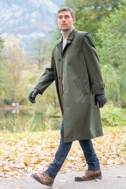 ジャケット・アウター rare 45rpm mouton coat long darkgreen Sud Tiroler - Men's Loden Green Overcoat with ZIP - RWS - Robert W