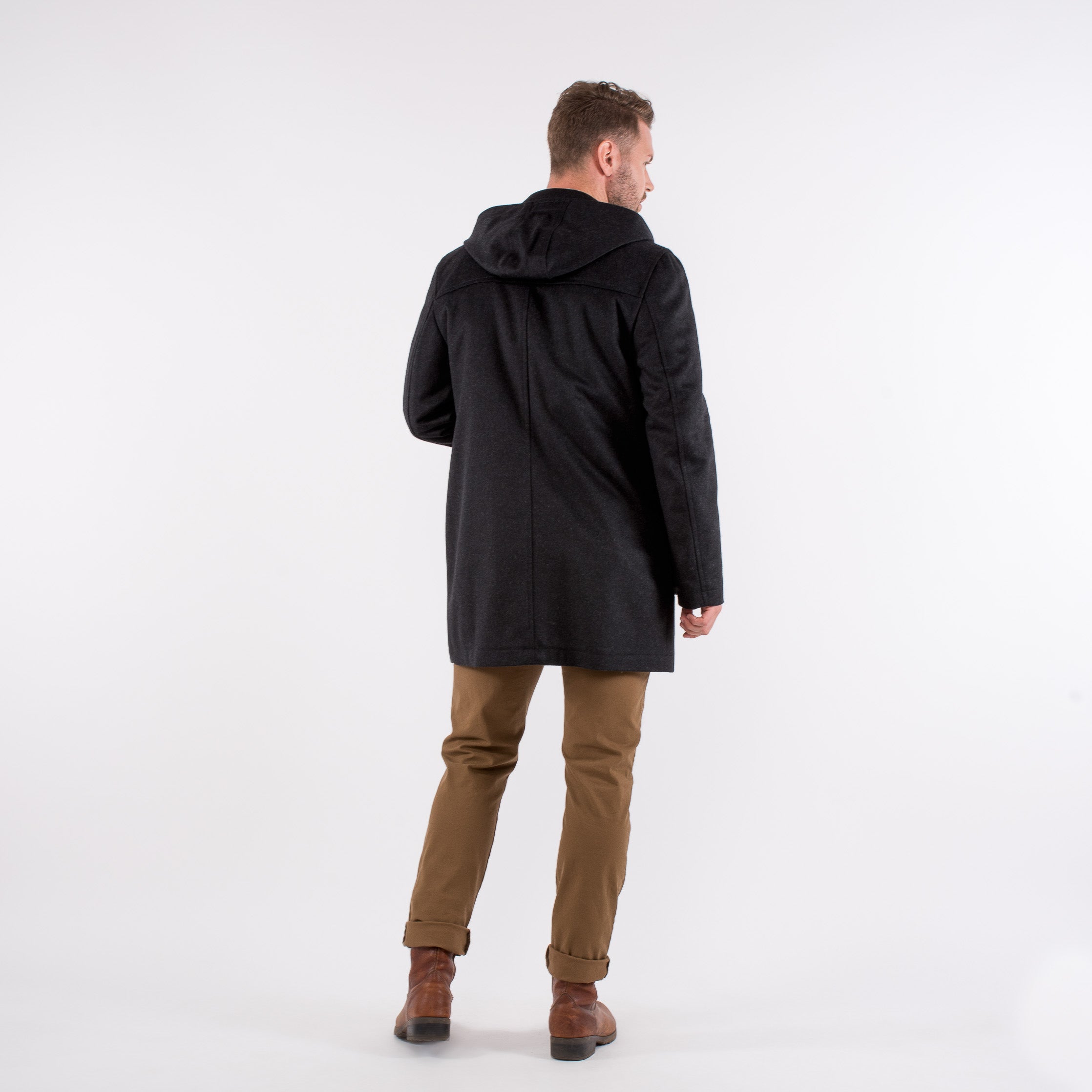Markus - Men's Loden Wool Duffel Coat Detachable Hood - RWS 