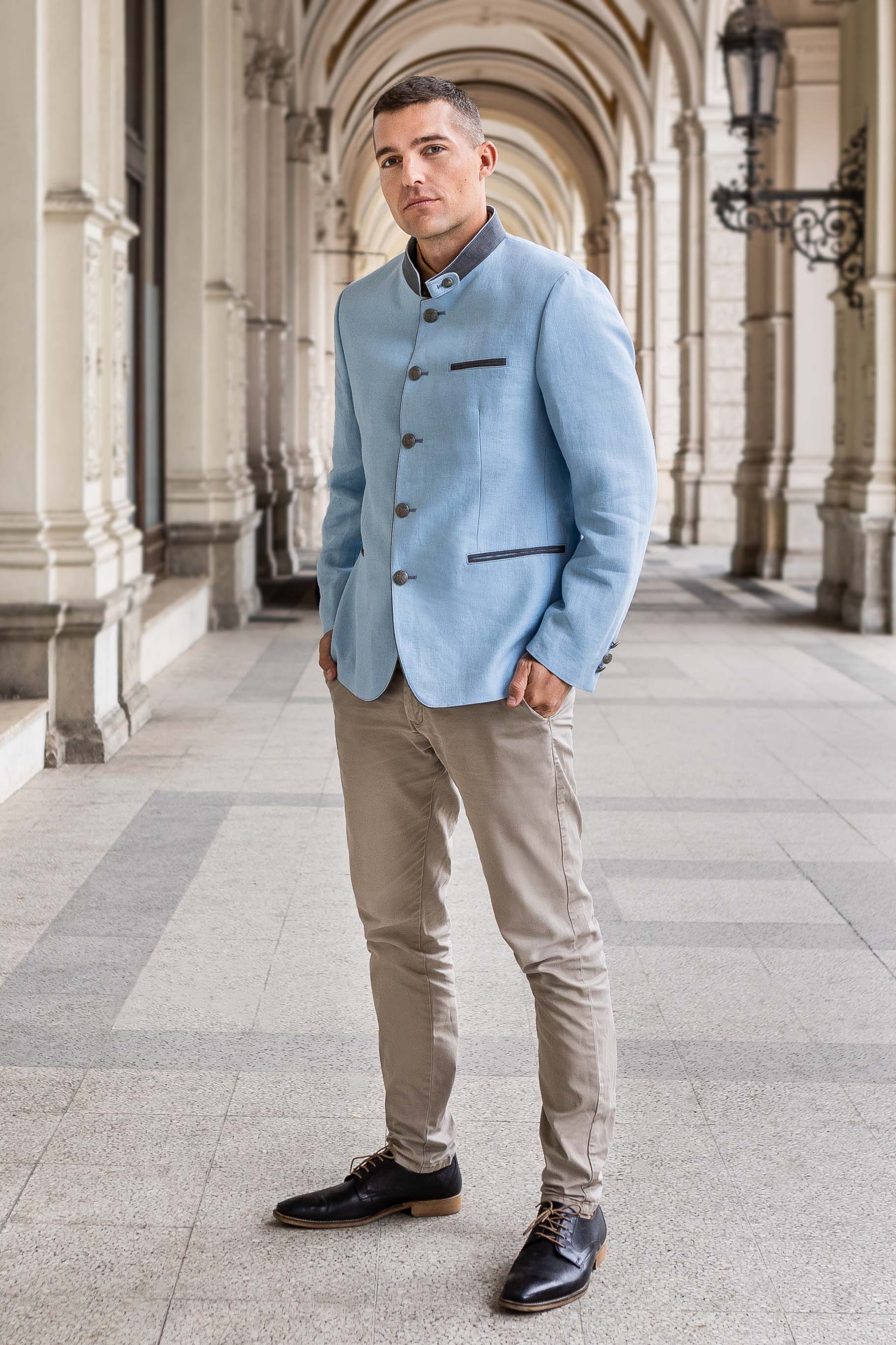Gamlitz Men's Linen Blazer in Turquoise S - 38R Gamlitz Men's Linen Blazer in Turquoise S - 38R