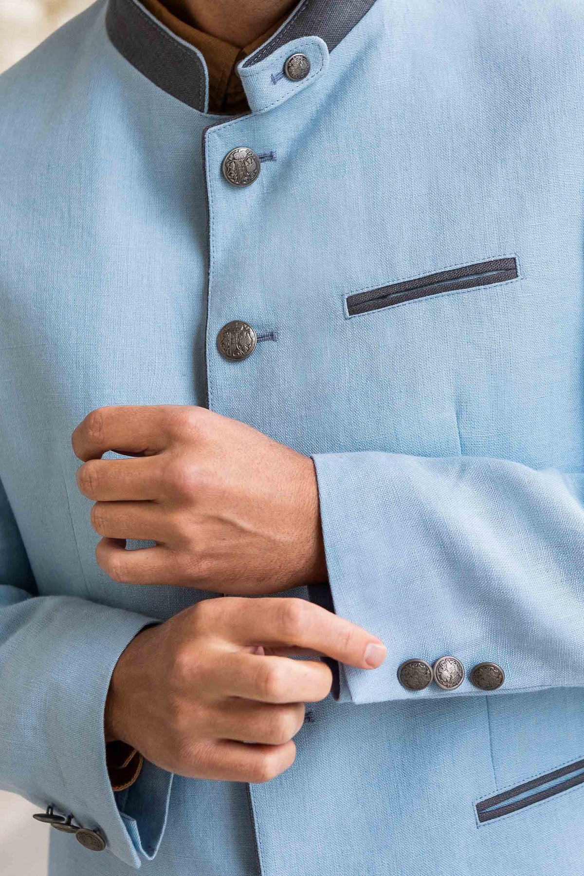 Gamlitz Men&#39;s Linen Blazer in Turquoise