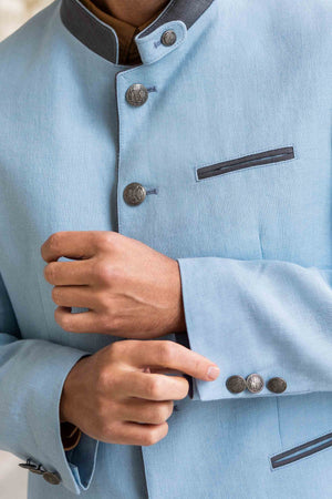 Gamlitz Men's Linen Blazer in Turquoise