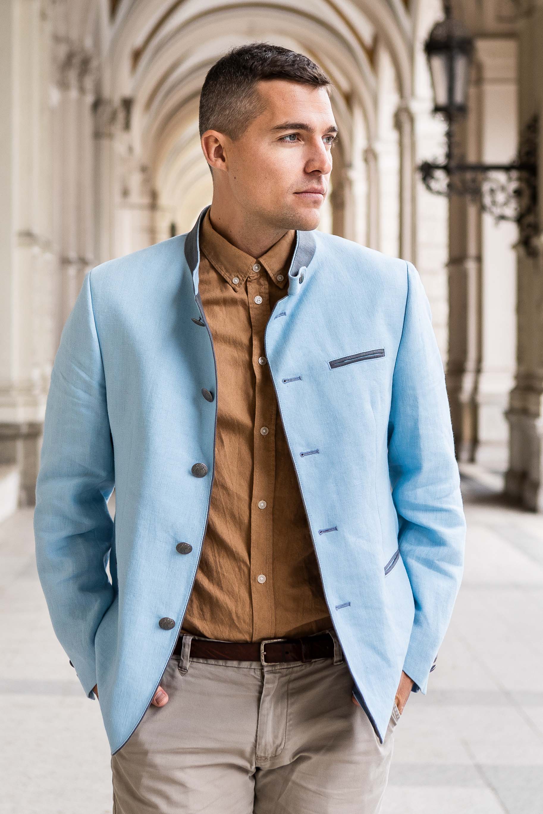 Gamlitz Men's Linen Blazer in Turquoise S - 38r Gamlitz Men's Linen Blazer in Turquoise S - 38r