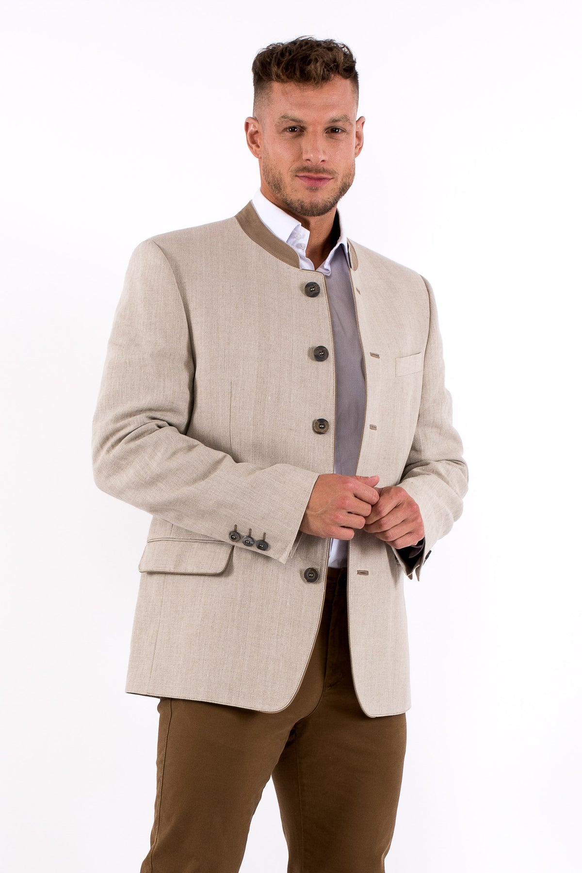 Edward - Classic Austrian Jacket in Beige Linen