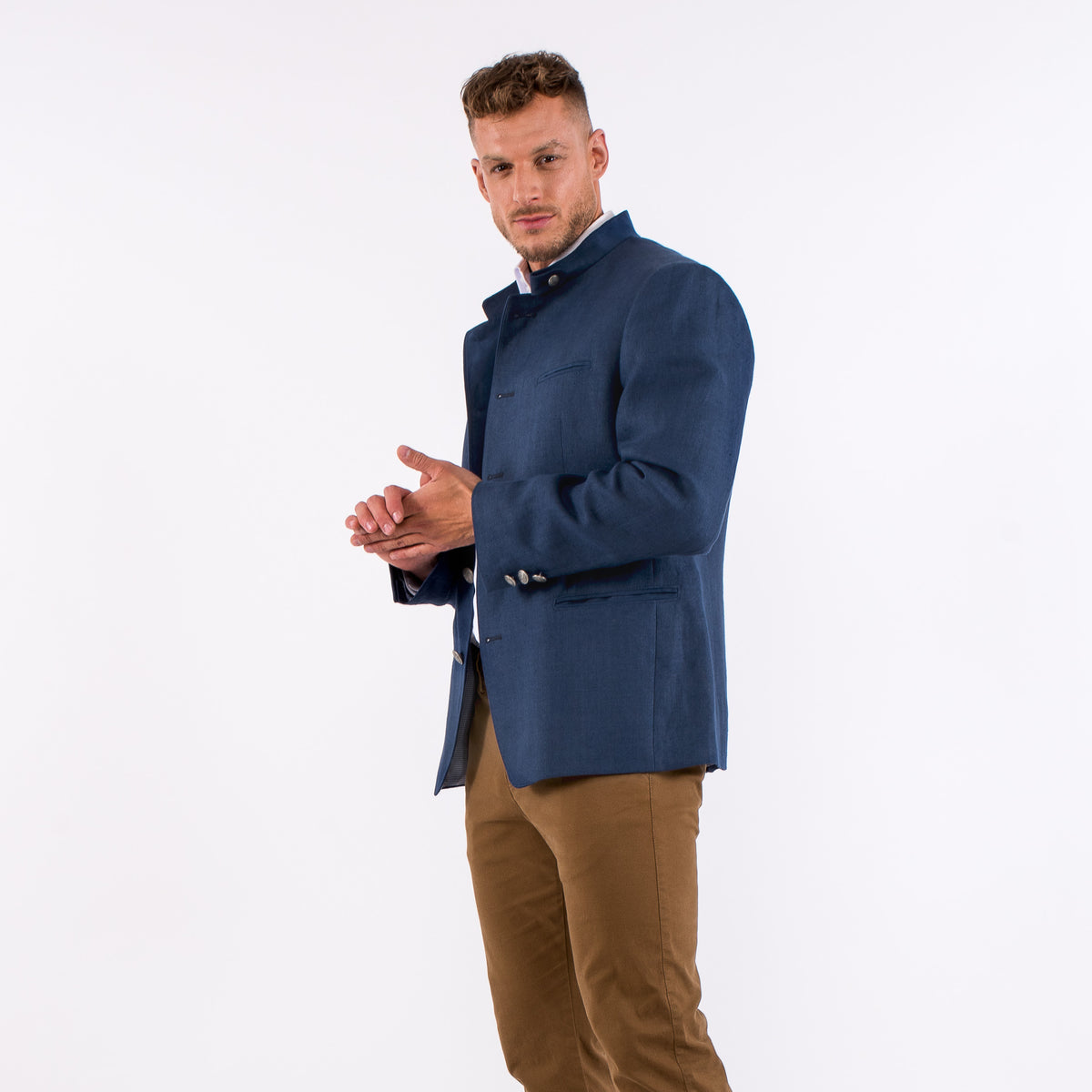 Gamlitz Men&#39;s Linen Dark Blue Blazer