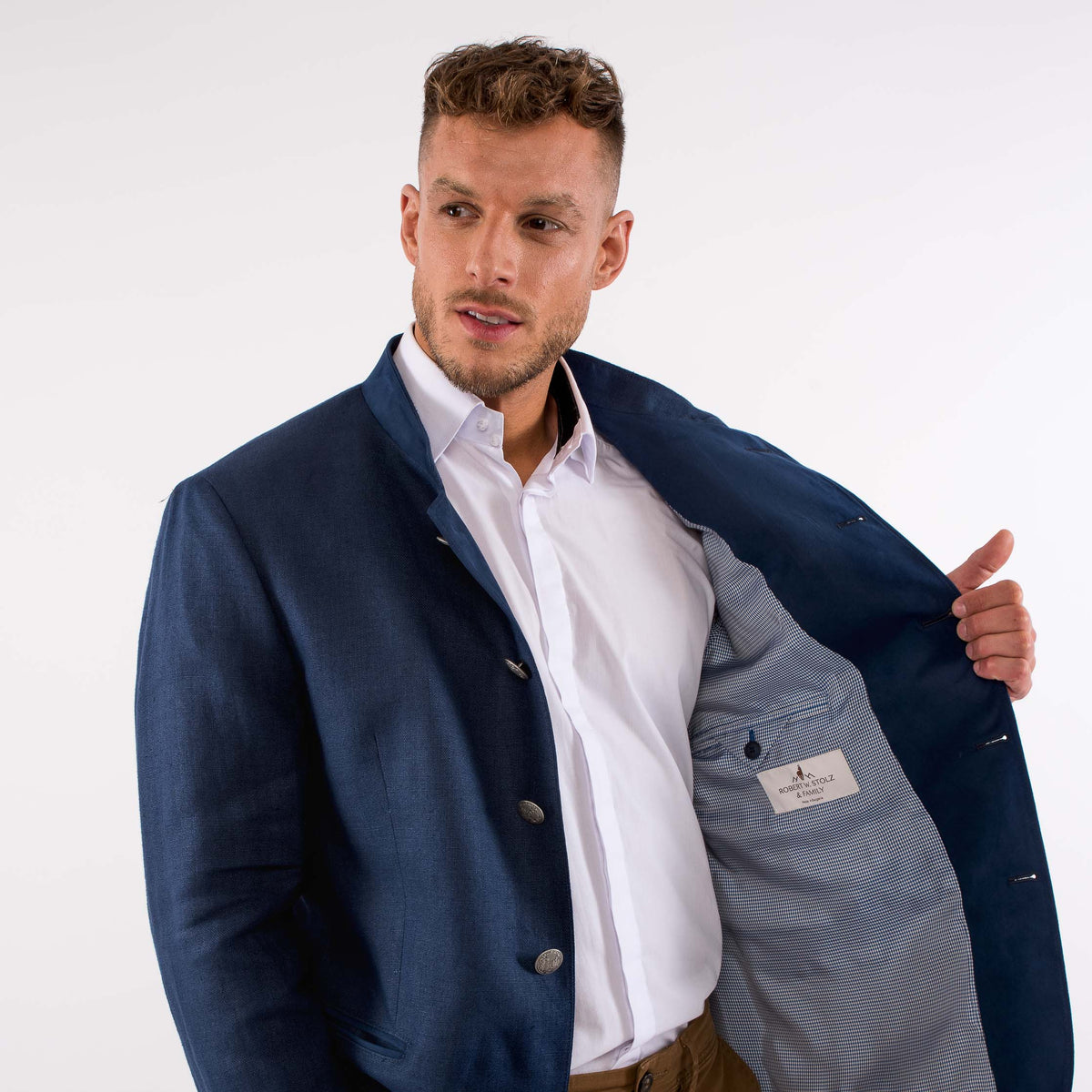 Gamlitz Men&#39;s Linen Dark Blue Blazer