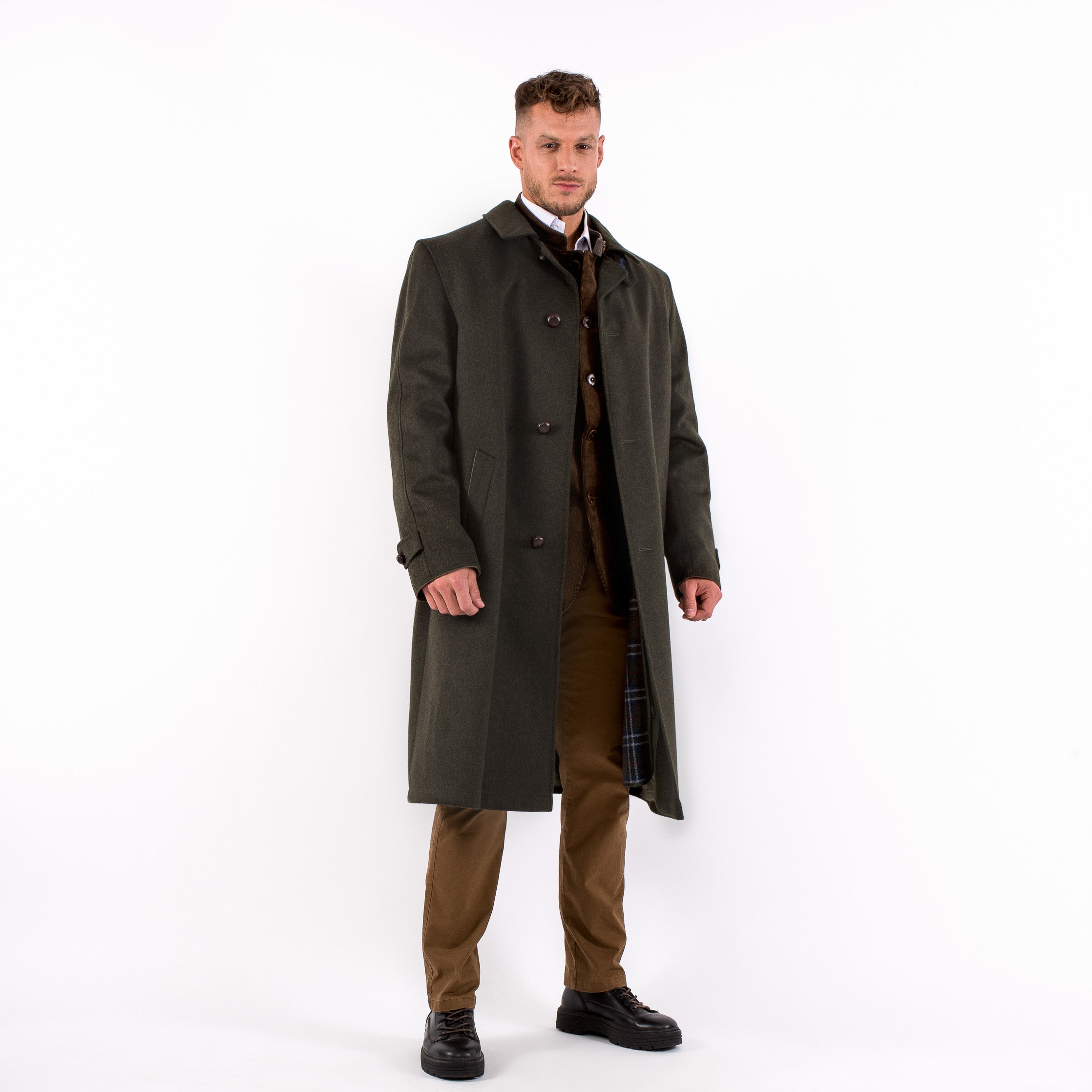 Sud Tiroler - Men's Loden Green Overcoat with ZIP - RWS - Robert W