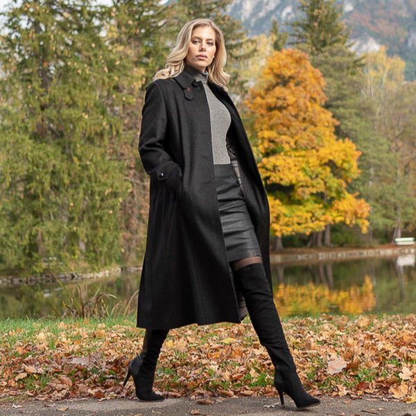 Long Wool Coat Womenlong Cashmere Coatwomen Wool Coatblack -  Sweden