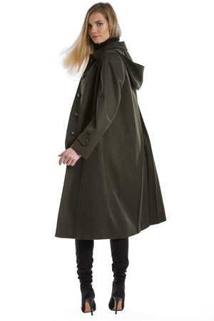 30 year old blonde woman wearing a Robert W. Stolz Austrian loden wool coat 