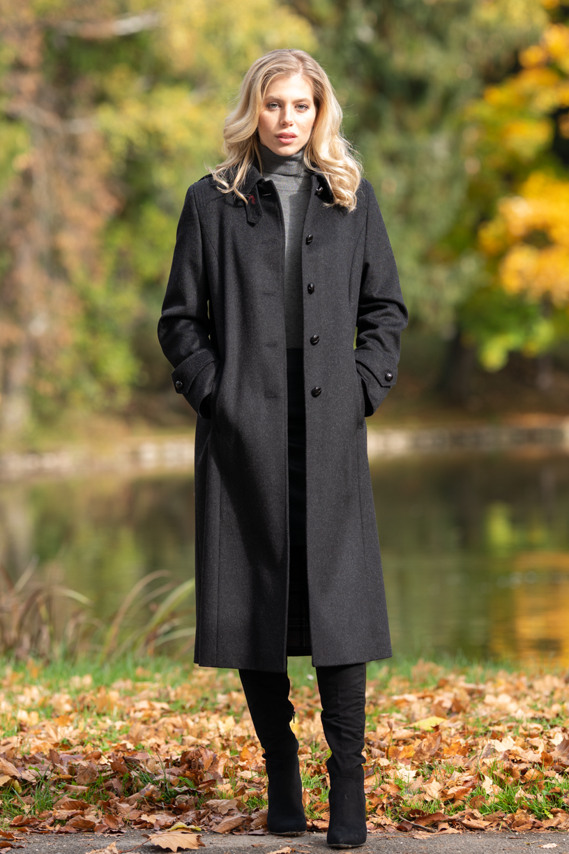 Silvia - Women's Traditional Loden Wool Coat in Charcoal