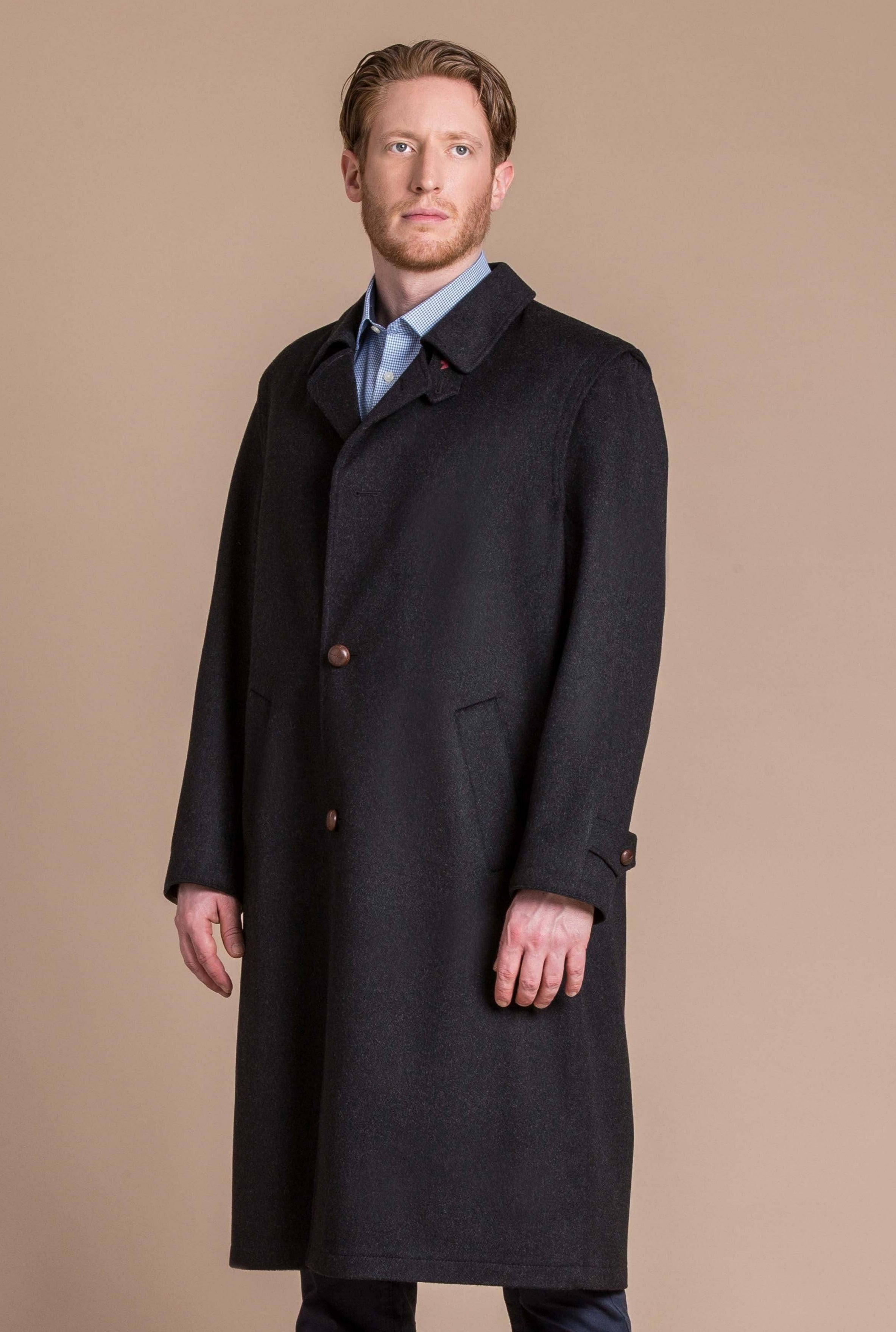 Norwegian Wool single-breasted cashmere coat - Grey